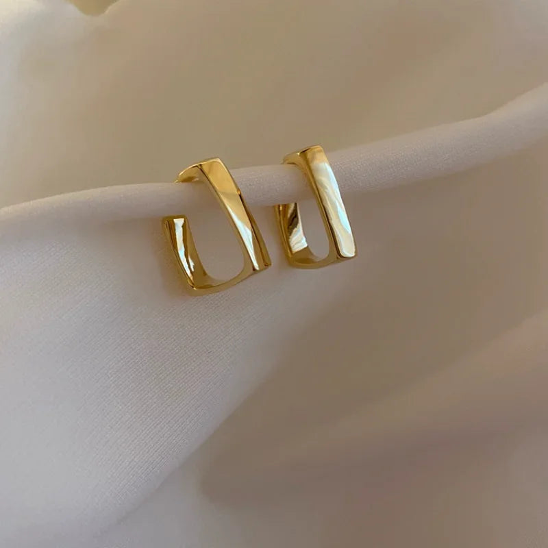 Women's Geometric Metal Earrings – Irregular Big Square Hoop Earrings, Fashion Jewelry Gift