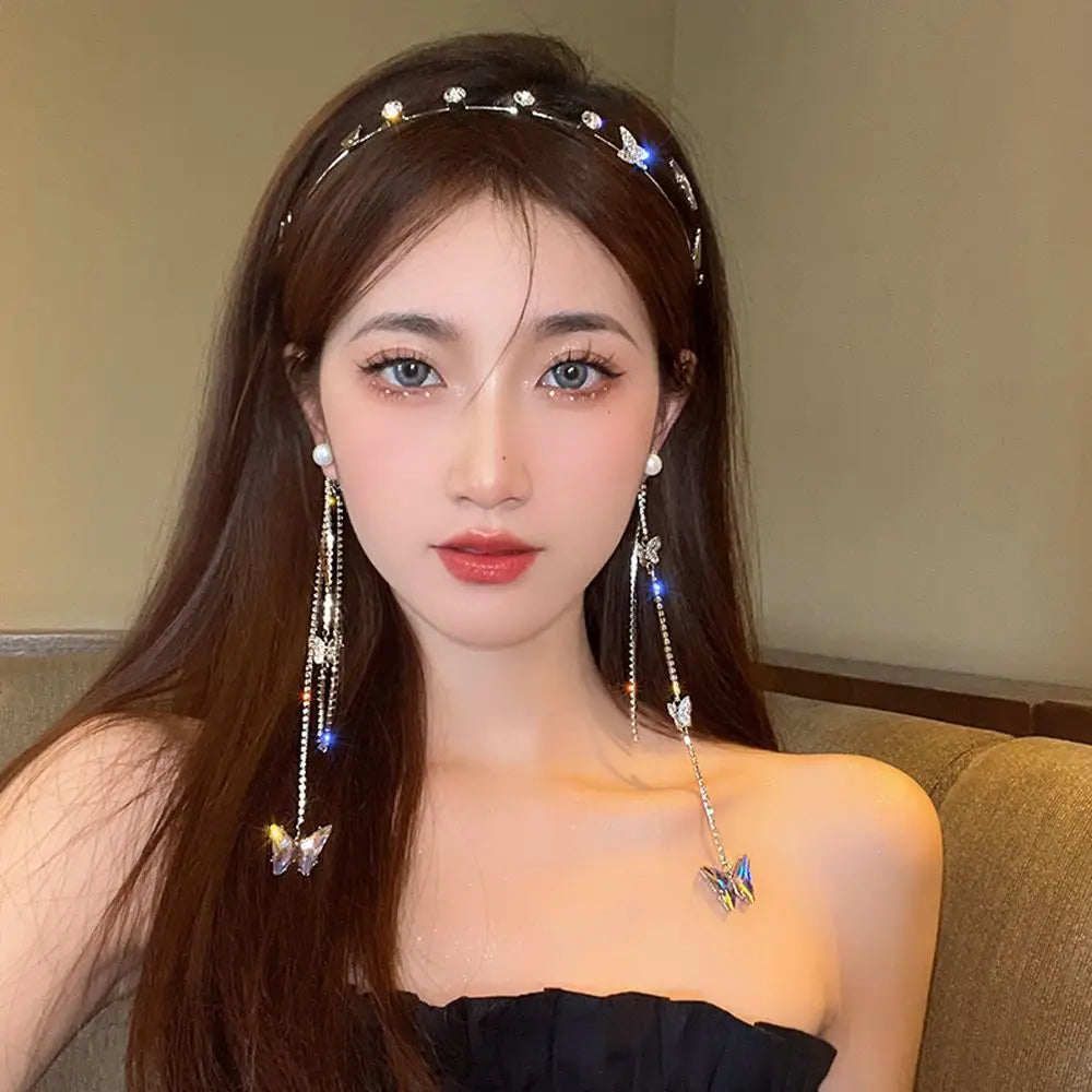 Shiny Luxury Butterfly Headband - Trendy Rhinestone Hair Hoop for Women