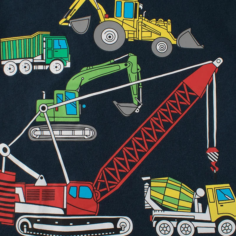 Summer Boys Cartoon Vehicle T-Shirts - Cotton Short Sleeves