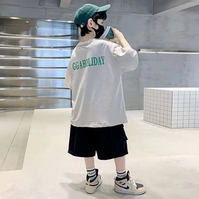 Boys' Summer Cotton T-Shirt & Shorts Set – Japan High Street Fashion