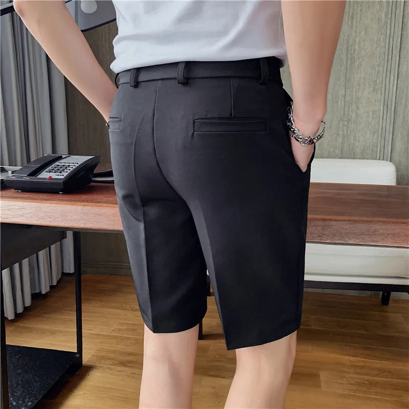 Men's High-Quality Summer Suit Shorts - Casual Knee-Length