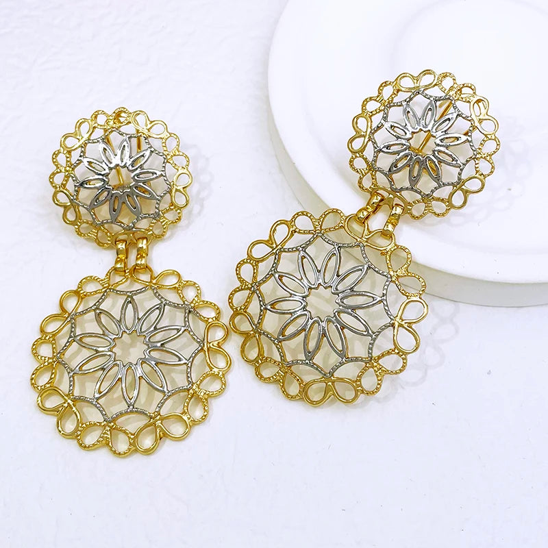 Luxury Two-Tone Big Drop Earrings - Trending Wedding & Party Jewelry