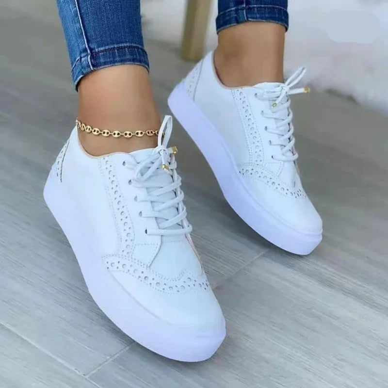Women's Casual Lace-Up Sneakers - Versatile Spring Flats