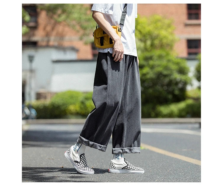 Men’s Hip Hop Wide-Leg Denim Cargo Jeans - Streetwear Skateboard Trousers