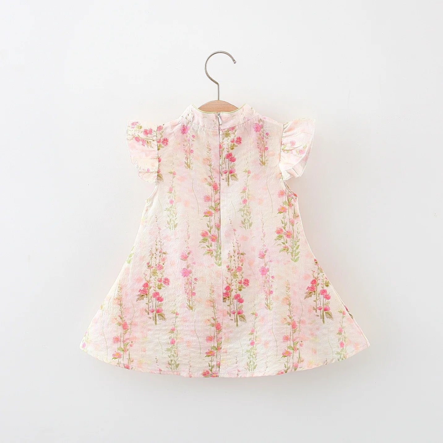 Summer Tulip Cheongsam: Cute Chinese Style Baby Dress with Embroidered Flying Sleeves