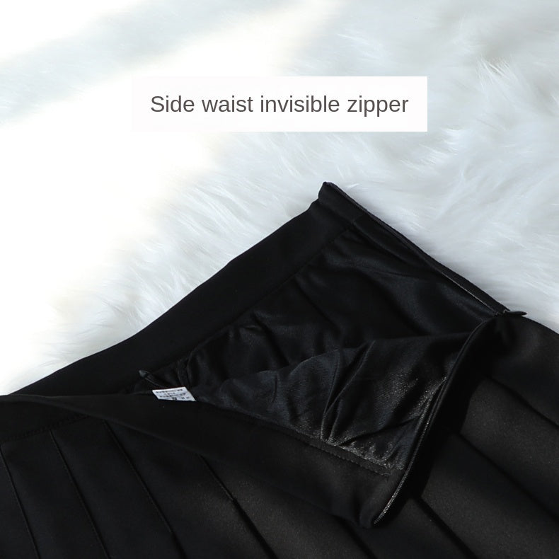 Korean High-Waisted Pleated A-Line Skirt