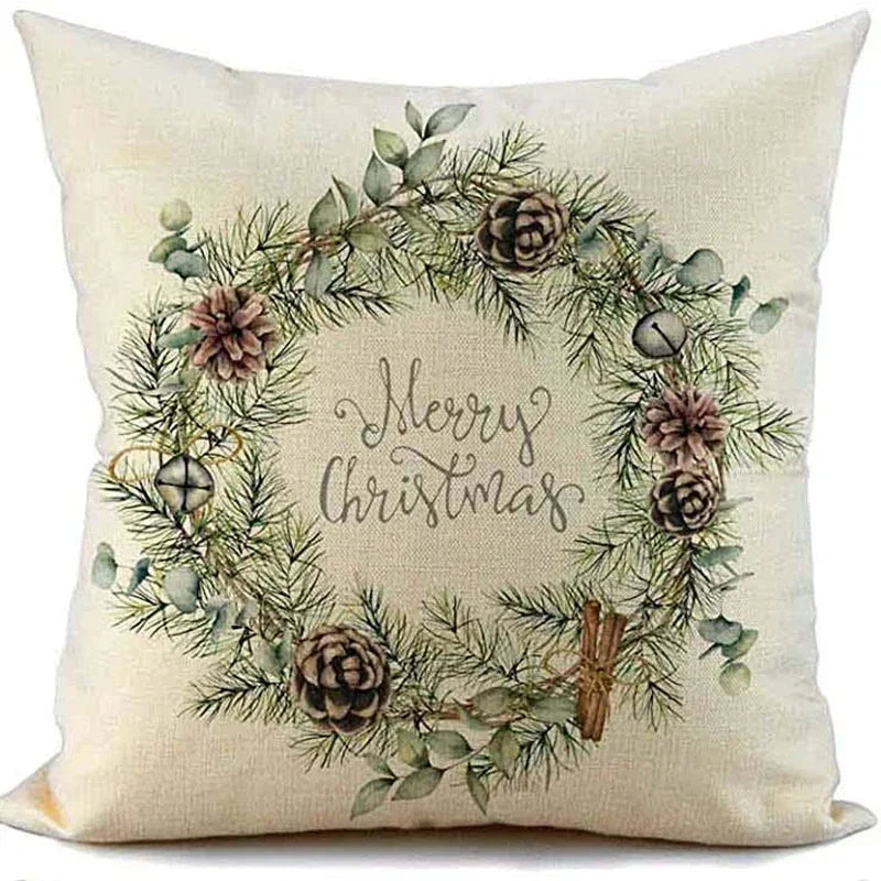 1PC Christmas Linen Pillowcase Cushion Cover – Customizable Home Sofa Decoration