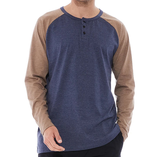 Spring Long Sleeves Sports T Shirt Men Henry Collar