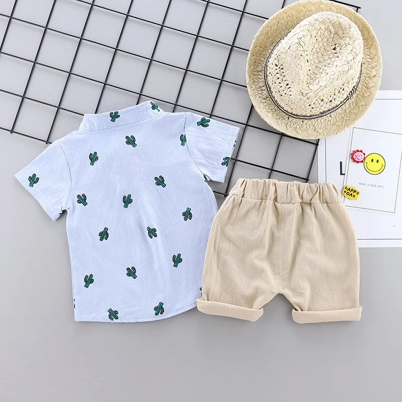 Infant & Toddler Cactus Print Summer Two-Piece Shorts Set