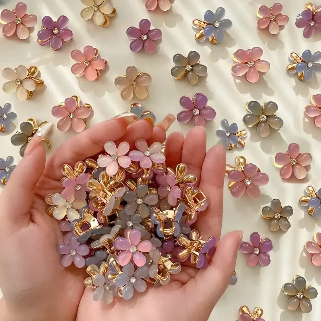 Cute Mini Flower Hair Clips - Colorful Opal Barrettes for Girls (1/10pcs)