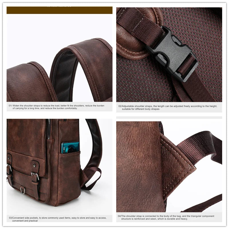 Men's Leather Backpack – 15.6" Laptop Bag & Travel Daypack