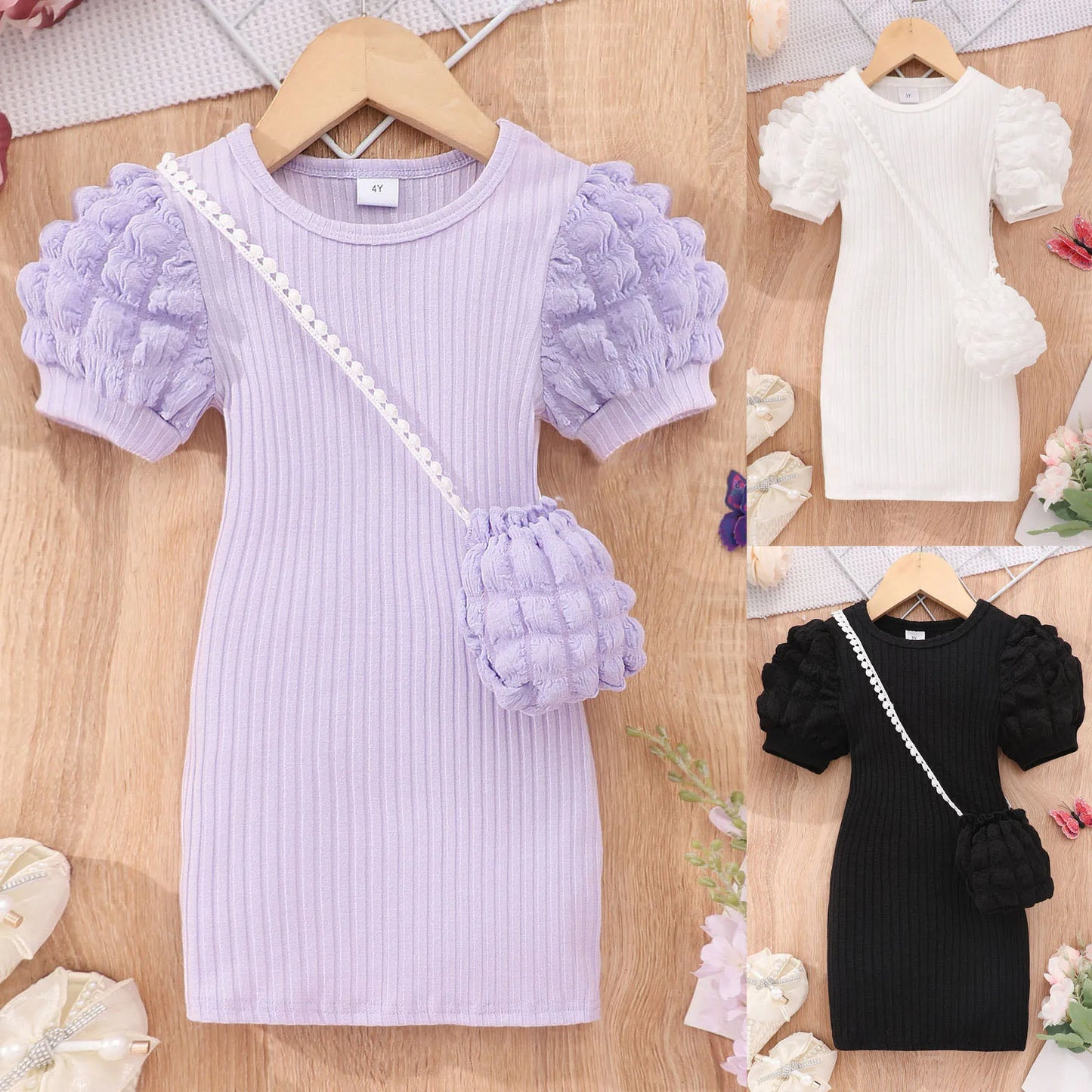 Midi Dress for Girls – Summer Short Sleeve Bodycon Party Dress for Kids, Sizes 3-8 Years