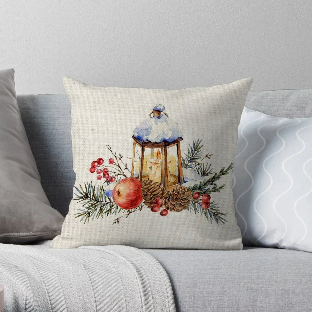 1PC Christmas Linen Pillowcase Cushion Cover – Customizable Home Sofa Decoration