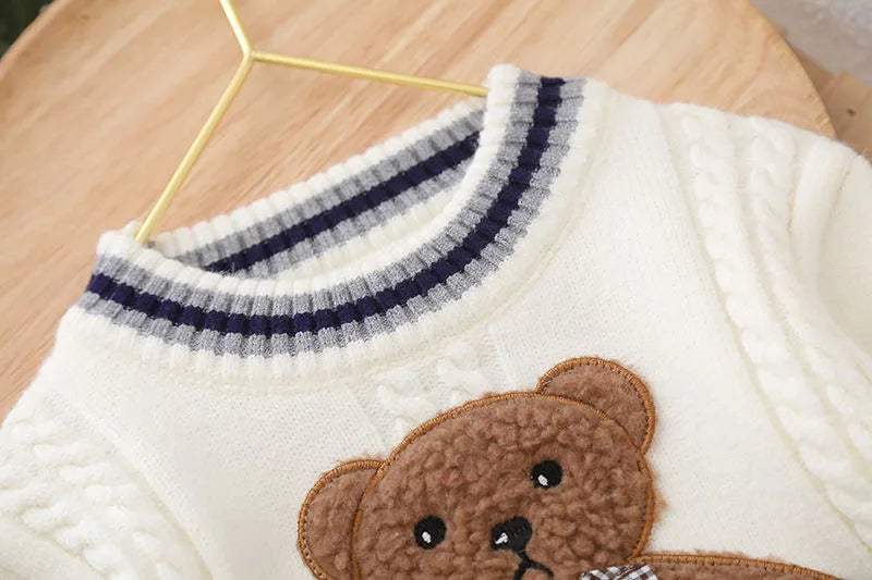 Autumn Winter Children's Sweater – 0-5 Years Kids Bear Cartoon Pullover Wool Knit Jumper