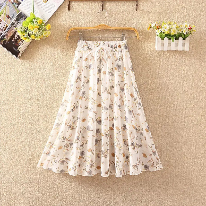 Floral Chiffon Long Skirt for Girls