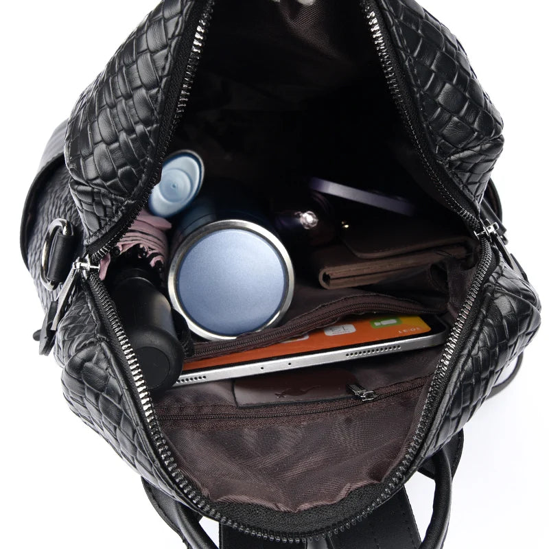 Luxury Leather Women's Backpack - Large Capacity Shoulder Bag
