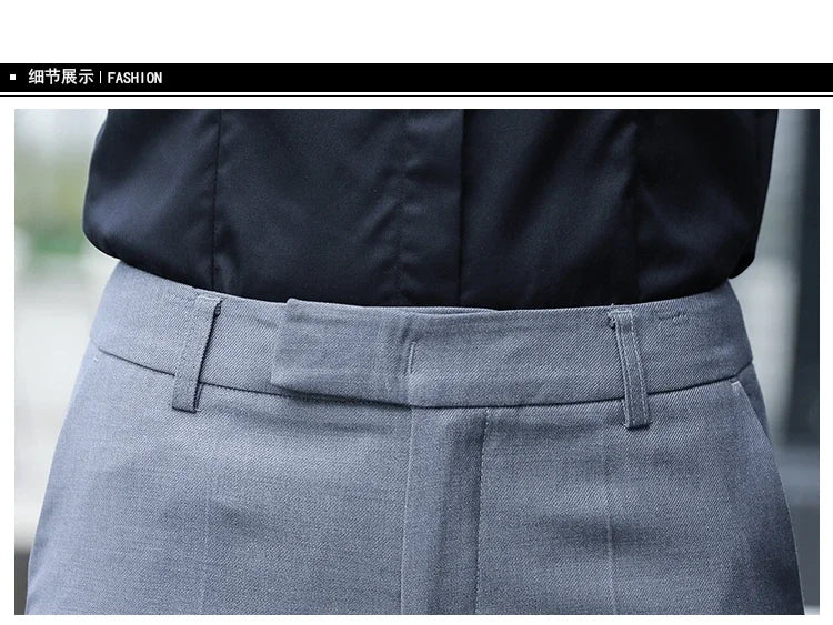 Black Gray High Waist Suit Pants for Women - Elegant Office Trousers