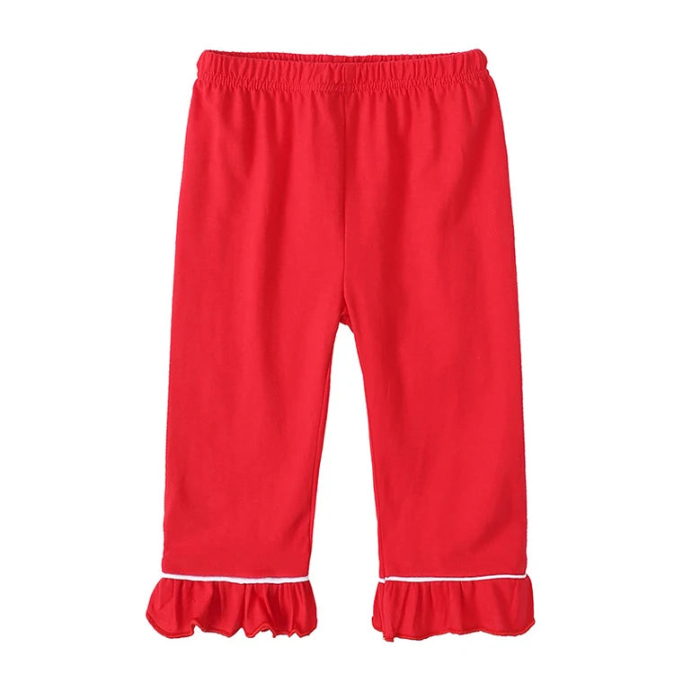 Christmas Pajamas for Kids – Soft Cotton Ruffle Red Pyjamas, Button-Up, Long Sleeve Sleepwear