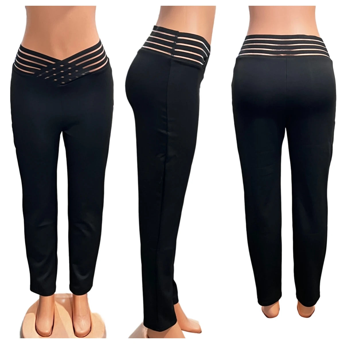 Summer Loose Fit Women's Work Pants - Hollow Out Overlap Waist Spliced Capris