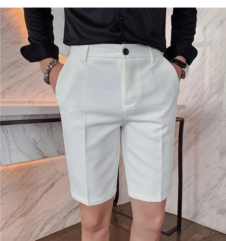 Men's High-Quality Summer Suit Shorts - Casual Knee-Length