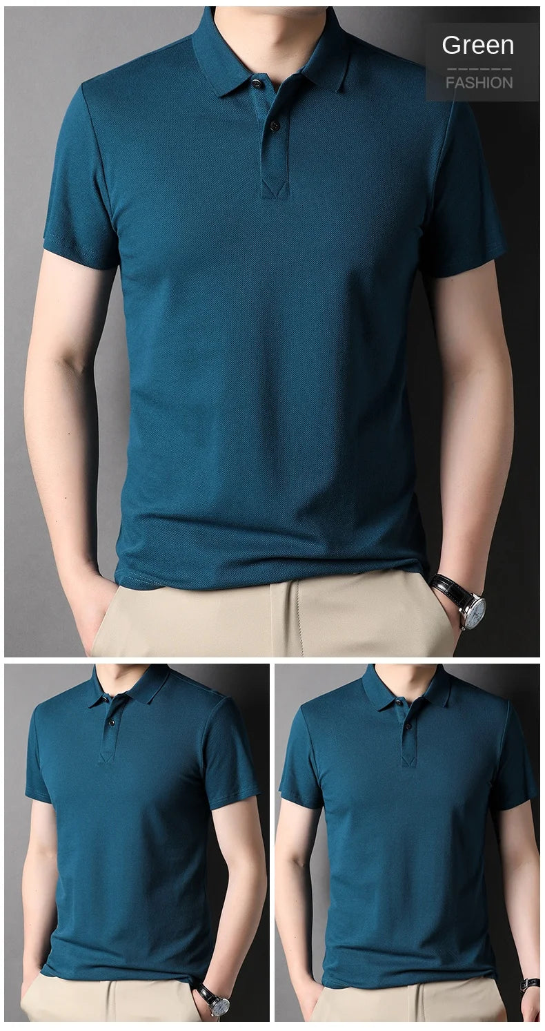 Top Grade 100% Cotton Men's Designer Polo - Summer Solid Short Sleeve