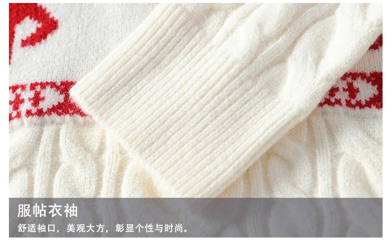 Men's Luxury Cashmere Christmas Sweater – Thick, Warm Deer Print