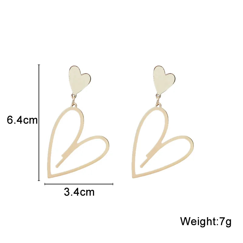 Trendy Double-Layer Heart Pendant Dangle Earrings - Bohemian Love Jewelry