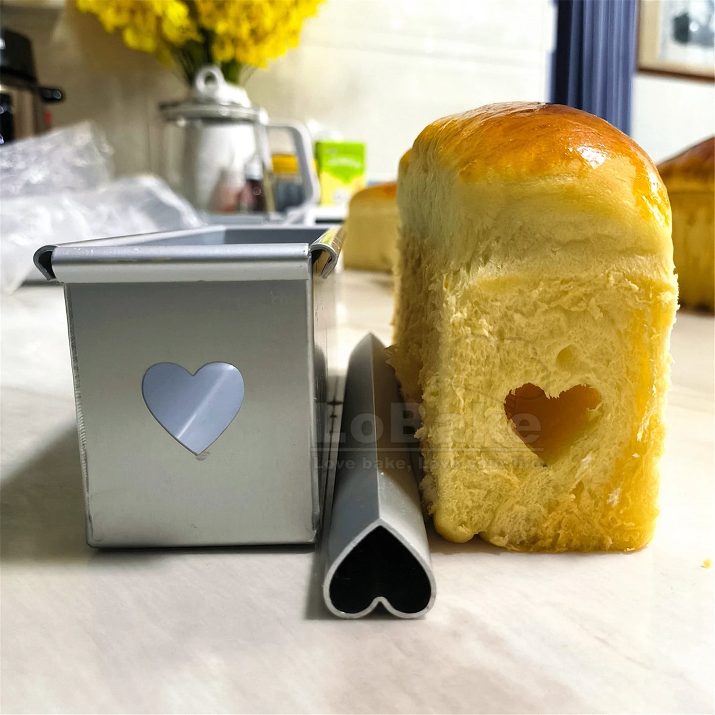 Aluminium Rectangle Toast Bread Mold – 100g/250g with Heart Stick & Mousse Cake Tin