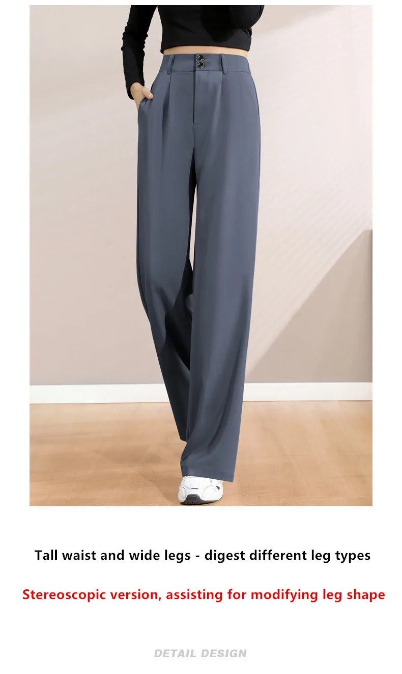 Women's High-Waist Slim Suit Pants – Spring/Autumn Korean Straight-Leg Trousers