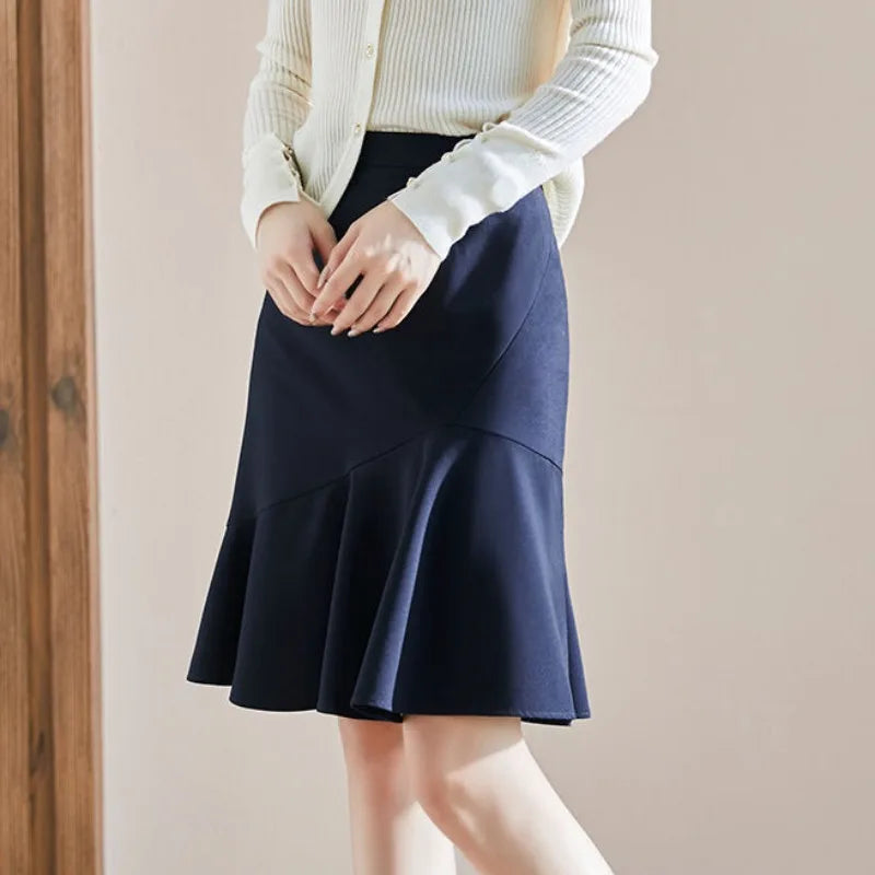 Summer High Waist Wrap Midi Trumpet Skirt - Women's Office Fashion