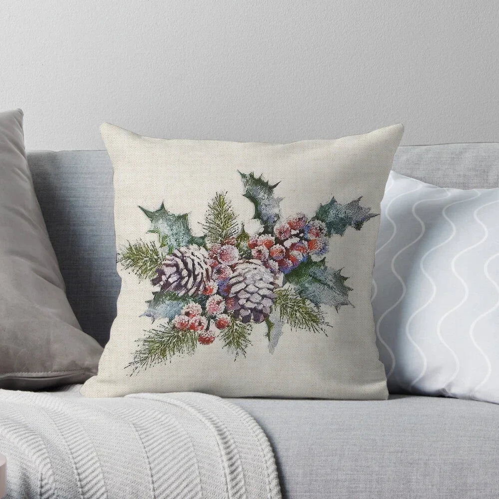 1PC Christmas Linen Pillowcase Cushion Cover – Customizable Home Sofa Decoration