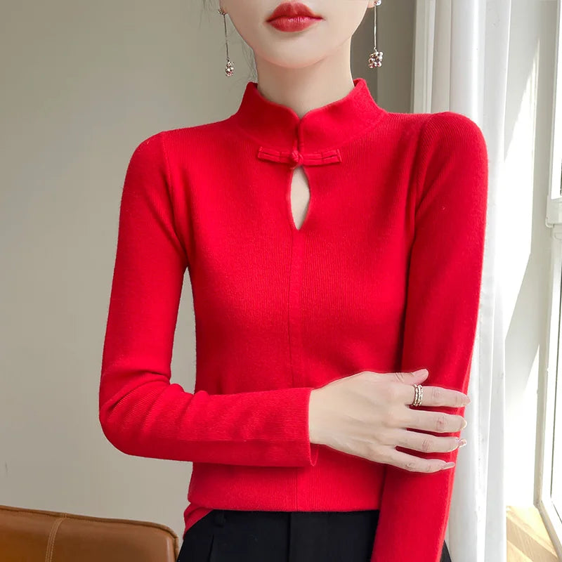 Women's Cashmere Long Sleeve Pullover Sweater – Autumn/Winter Knit