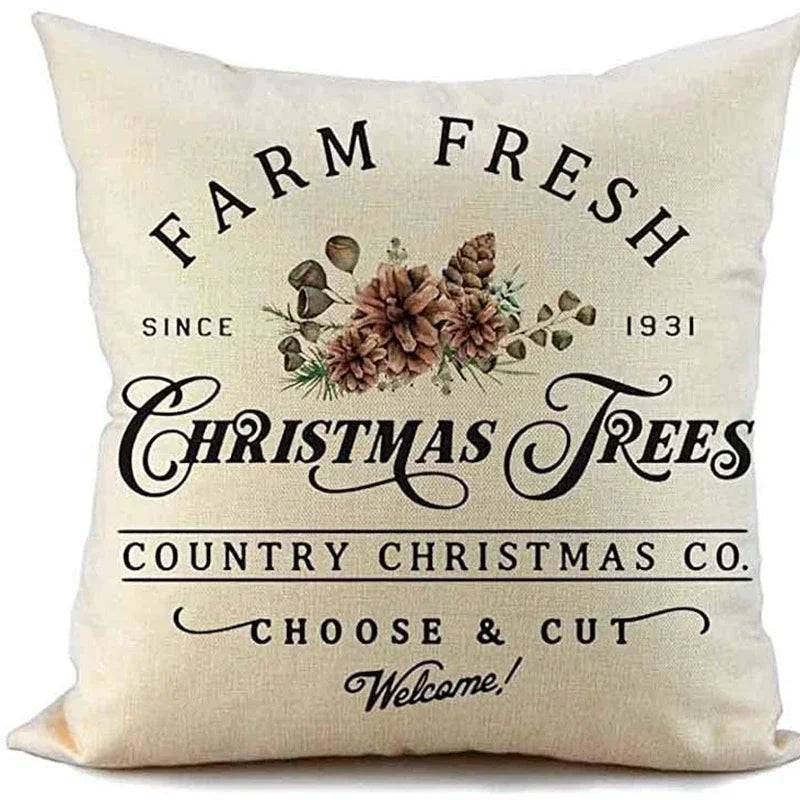 1PC Christmas Linen Pillowcase Cushion Cover – Customizable Home Sofa Decoration