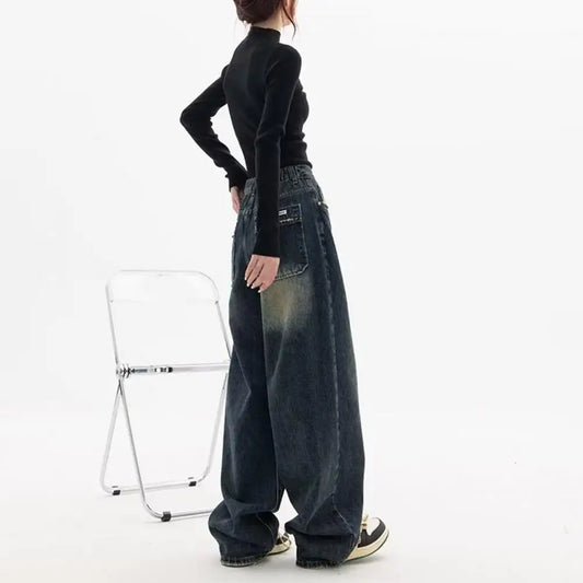 Vintage Black Baggy High Waist Wide Leg Grunge Jeans