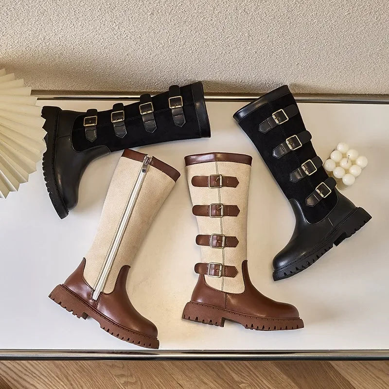 Girls' British Style High-Top Boots - Autumn Winter Fashion & Outdoor Princess Shoes