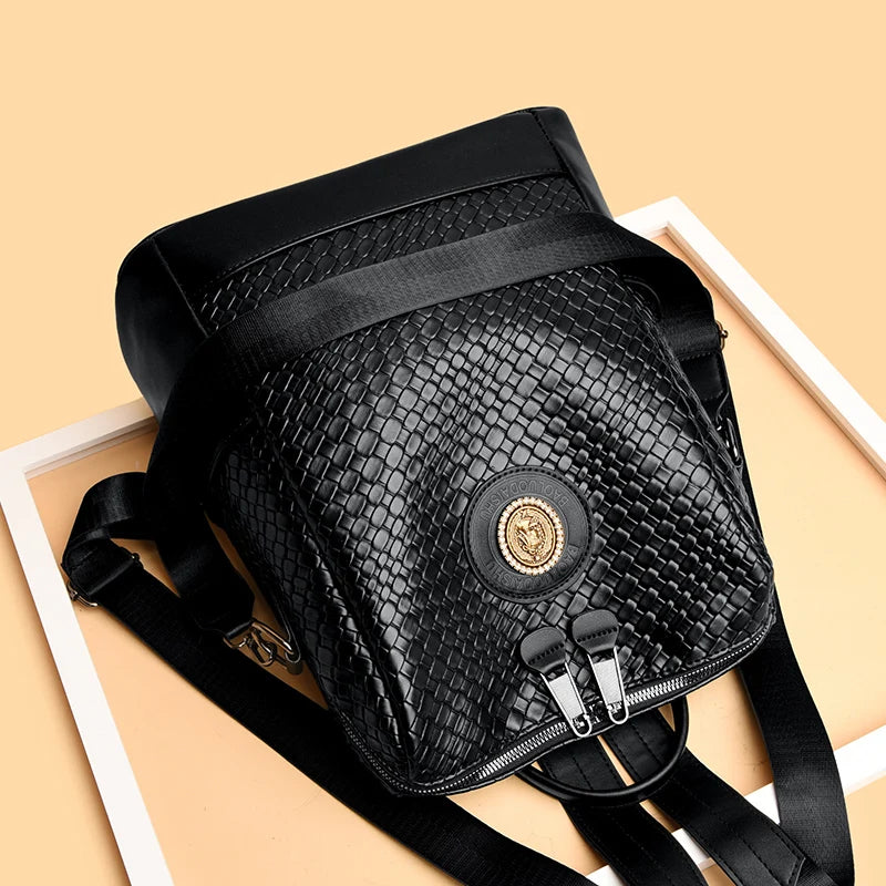 Luxury Leather Women's Backpack - Large Capacity Shoulder Bag