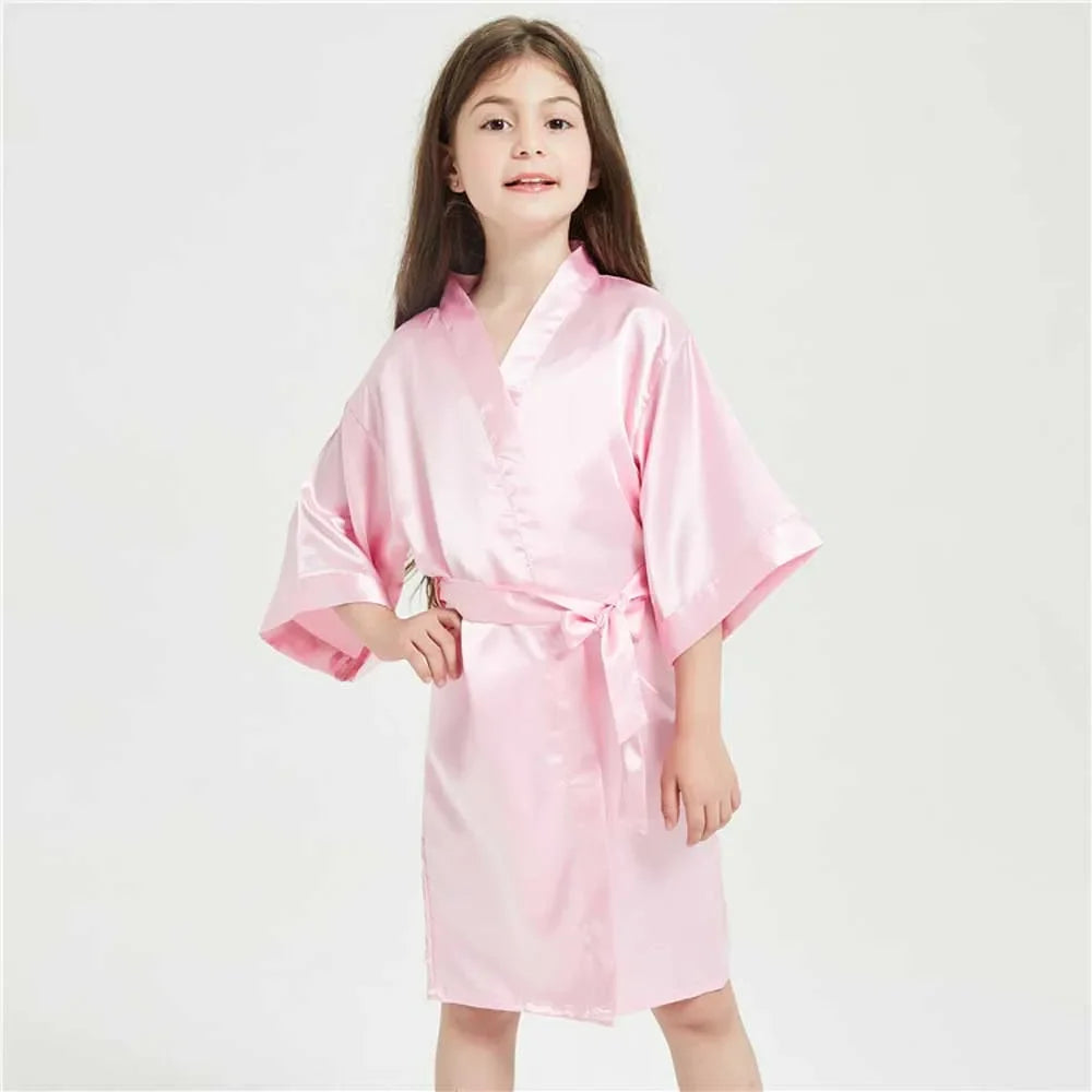 Pink Satin Silk Bathrobe for Girls - Kids Nightwear & Sleepwear