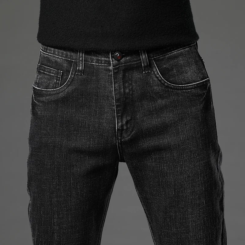 Men's Slim Stretch Cotton Jeans - Business Casual Vintage Denim