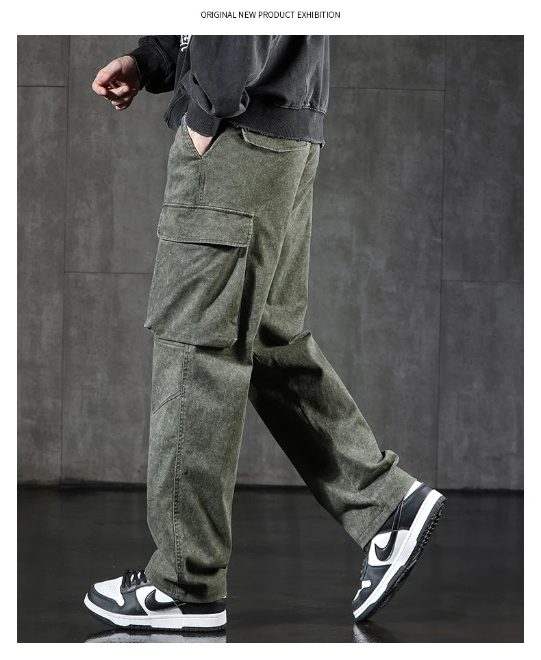 HIQOR Men's Cargo Pants - Casual Baggy Outdoor Trousers