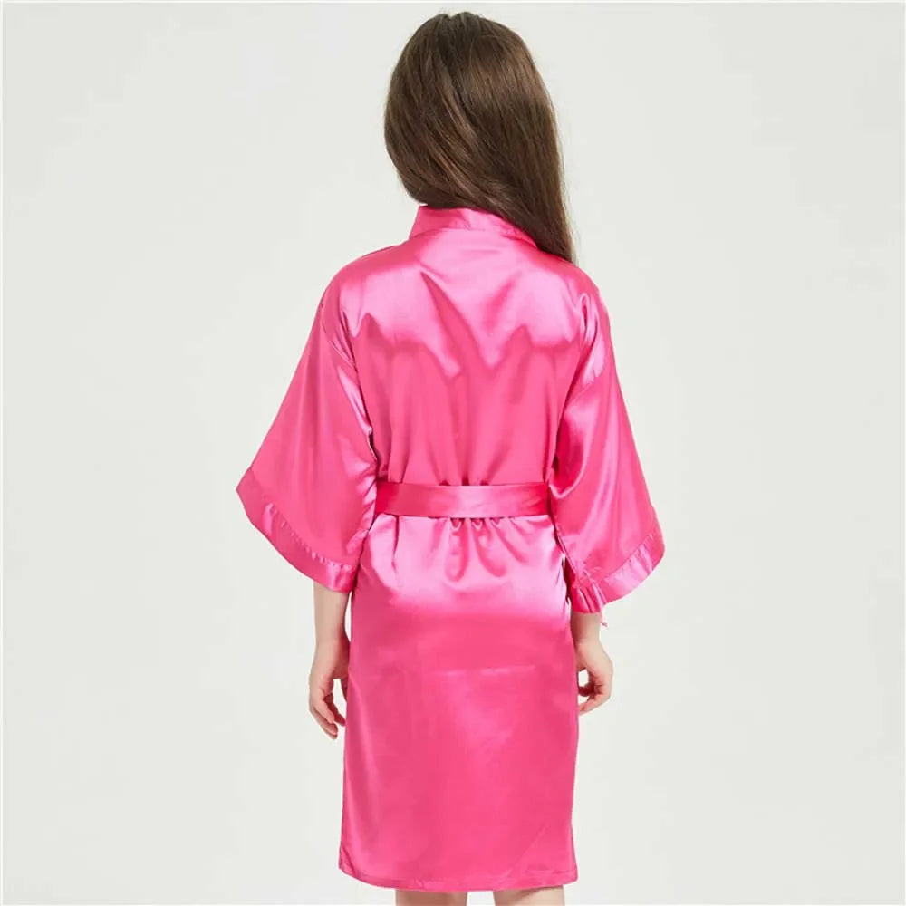 Pink Satin Silk Bathrobe for Girls - Kids Nightwear & Sleepwear