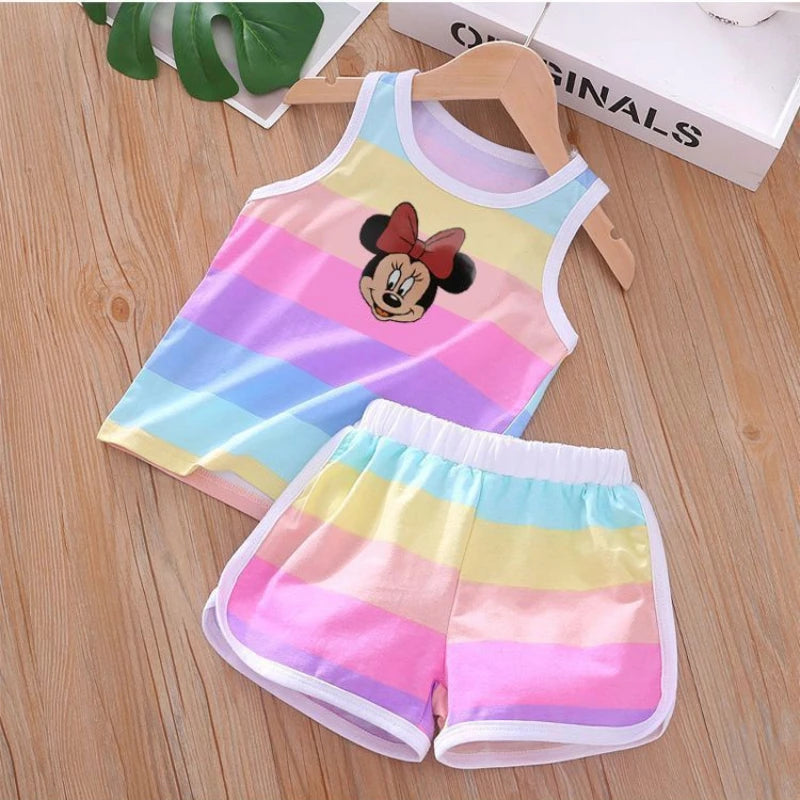Summer Baby Kids Clothes Sets - Cute Minnie Mickey Cartoon Girls 2pieces