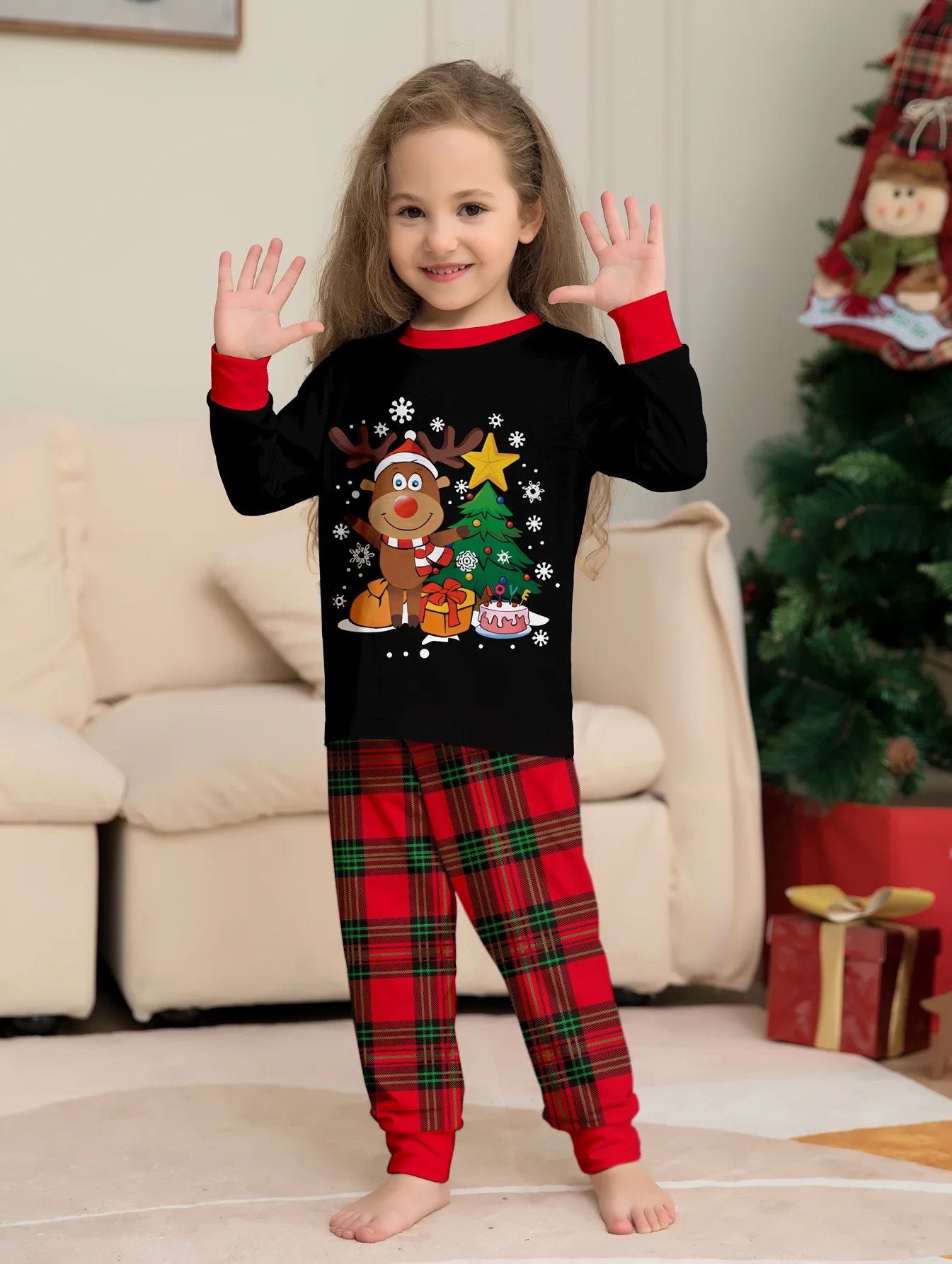 Christmas Family Matching Pajamas – Adults, Kids, Baby Rompers, Casual Sleepwear Set