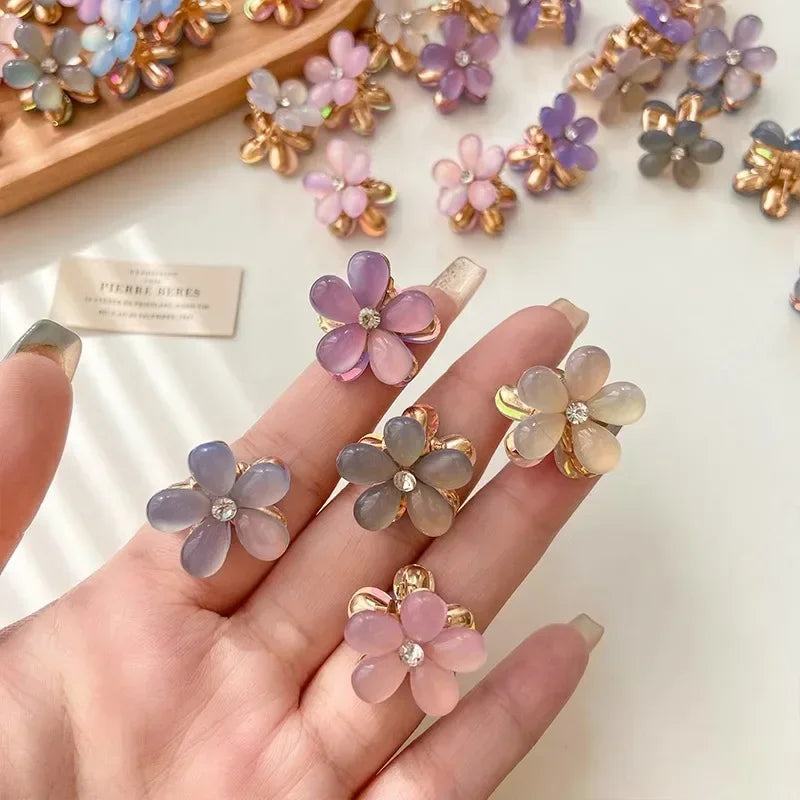 Cute Mini Flower Hair Clips - Colorful Opal Barrettes for Girls (1/10pcs)