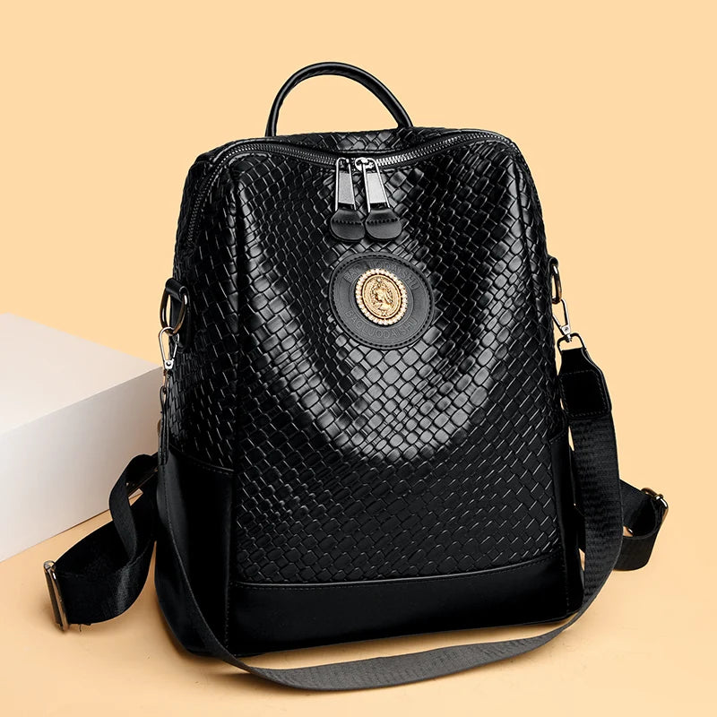 Luxury Leather Women's Backpack - Large Capacity Shoulder Bag