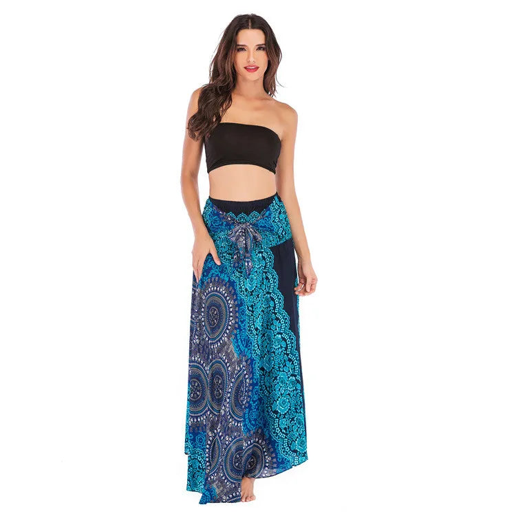 Summer Boho Vintage Long Maxi Skirt - Two-Way Beach Dress