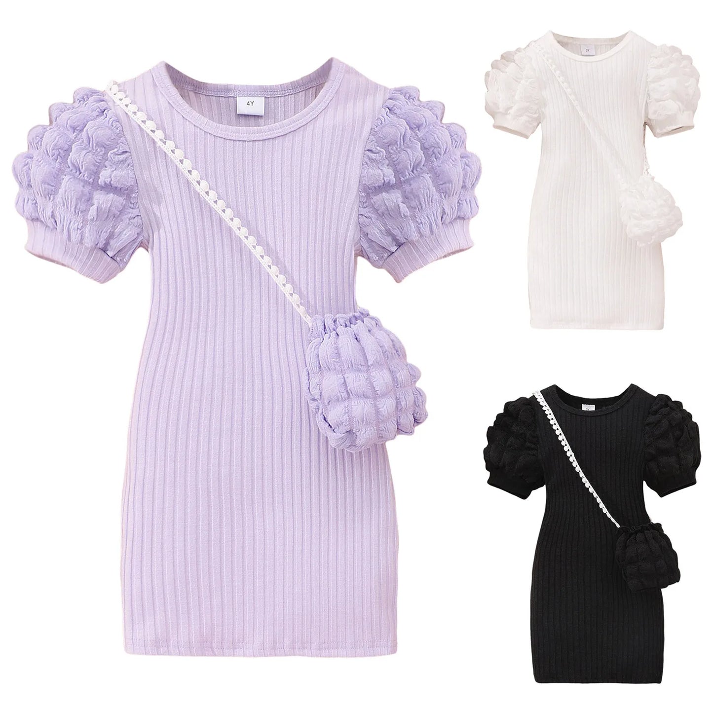 Midi Dress for Girls – Summer Short Sleeve Bodycon Party Dress for Kids, Sizes 3-8 Years