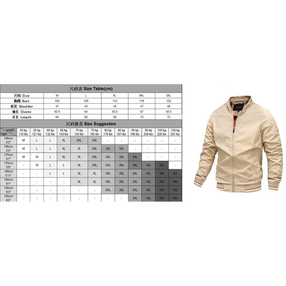 Spring Autumn Men’s Bomber Jacket Casual Windbreaker High Quality Military Coat