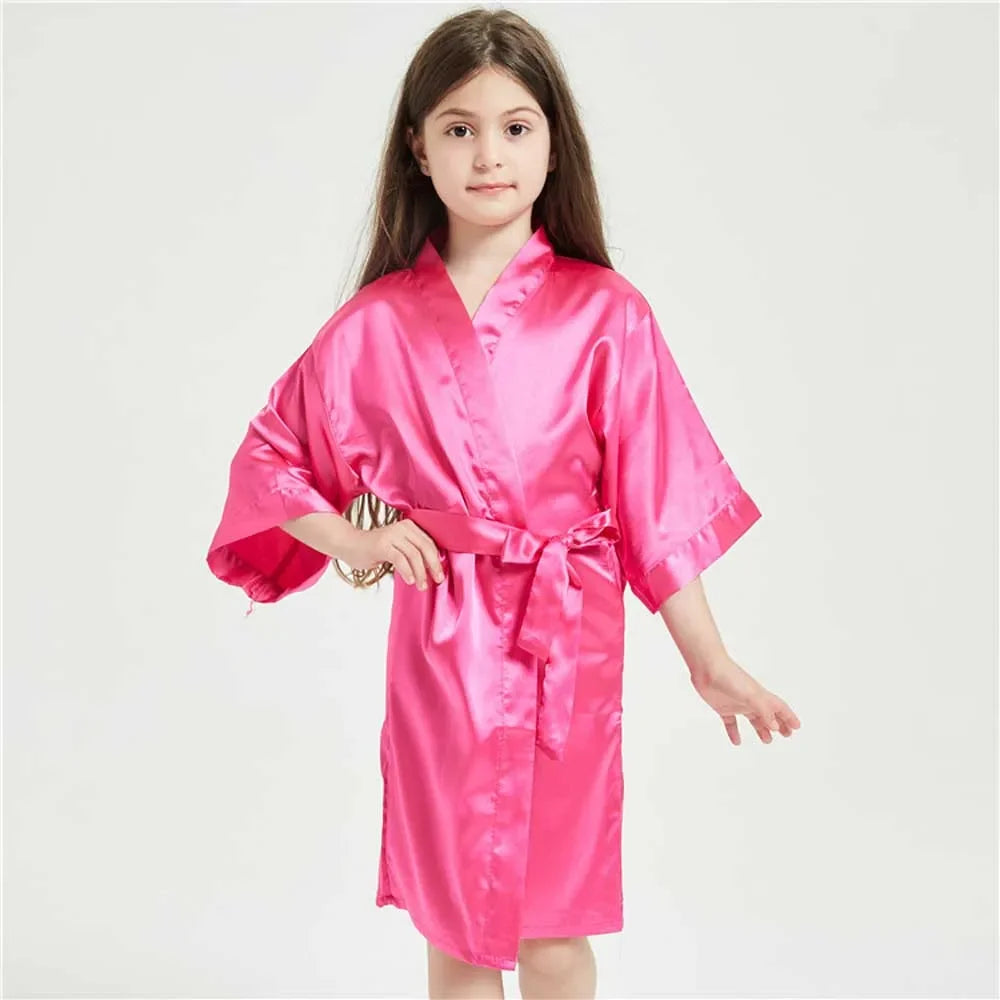 Pink Satin Silk Bathrobe for Girls - Kids Nightwear & Sleepwear