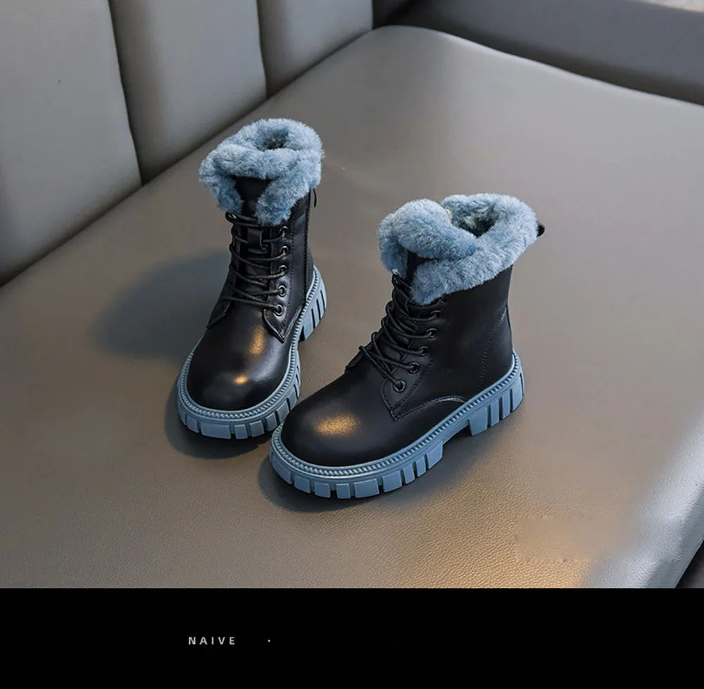 Girls' Korean Winter Fashion Boots: Warm, Faux Fur, Anti-Slip