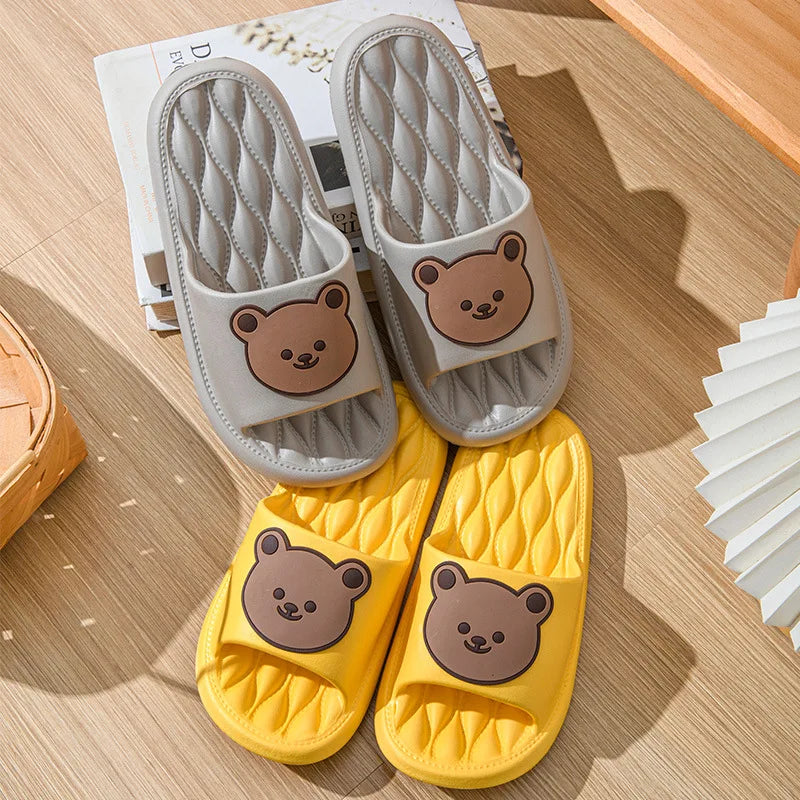 New EVA Slippers - Men & Women Cartoon Bear Sandals with Thick Soles, Non-Slip Bathroom and Casual Indoor/Outdoor Wear